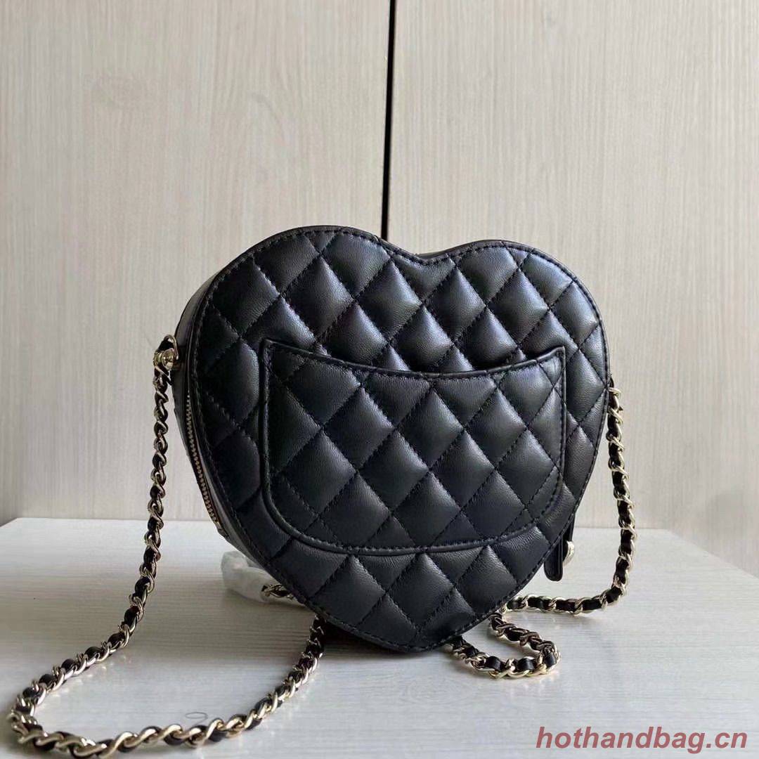 Chanel 2022S Love Heart Original Lambskin Crossbody Chain Bag AS3191Y Black Chanel 2022S Love Heart Original Lambskin Crossbody Chain Bag AS3191Y Black