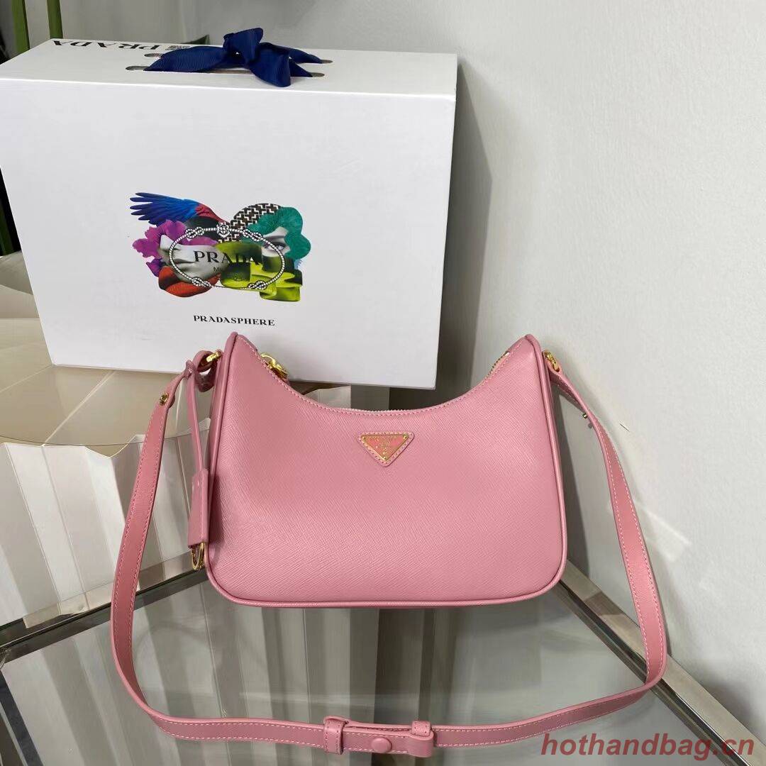 Prada Small Saffiano leather shoulder bag 1BD330 pink Prada Small Saffiano leather shoulder bag 1BD330 pink