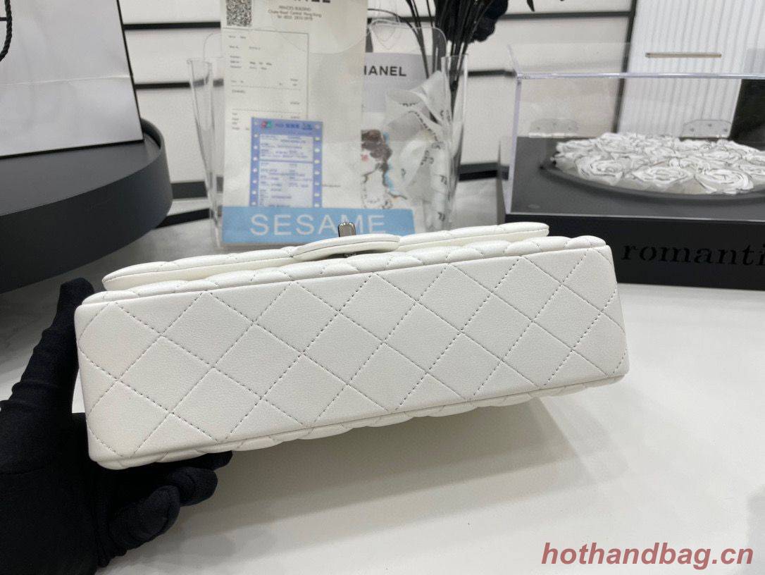 Chanel 2.55 Series Flap Bag Original Sheepskin Leather A1112 White Silver-Tone Chanel 2.55 Series Flap Bag Original Sheepskin Leather A1112 White Silver-Tone