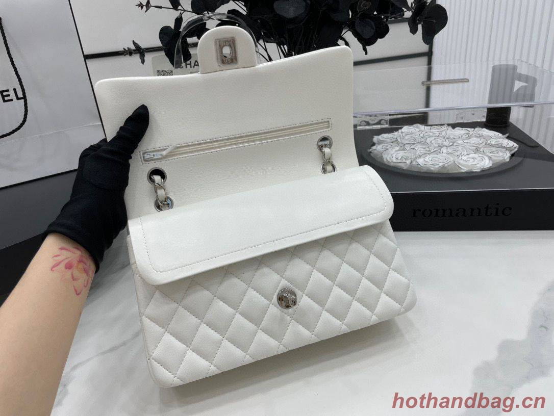 Chanel 2.55 Series Flap Bag Original Sheepskin Leather A1112 White Silver-Tone Chanel 2.55 Series Flap Bag Original Sheepskin Leather A1112 White Silver-Tone