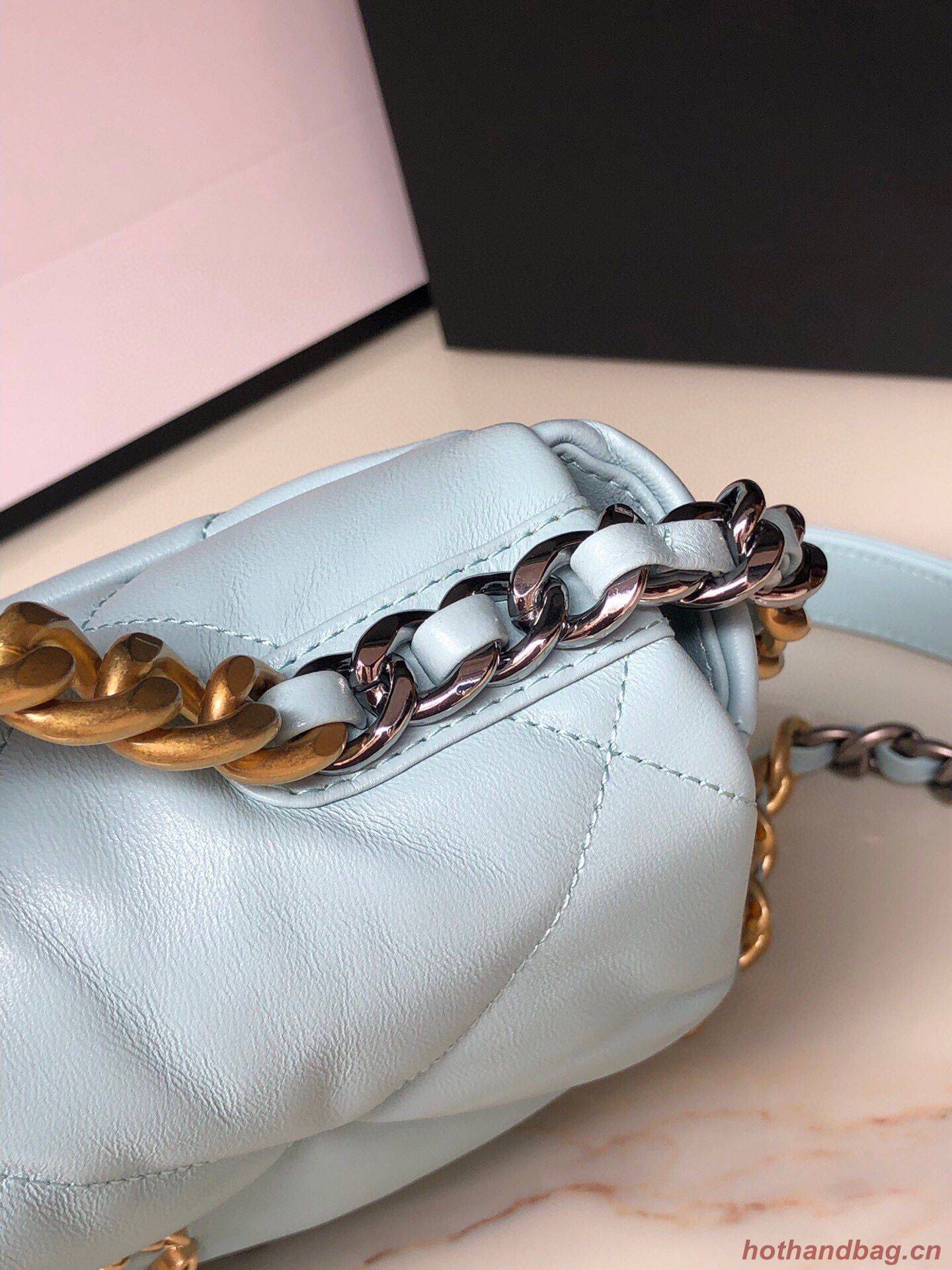 CHANEL Original Lambskin 19 Flap Bag AS1160 AS1161 light Blue CHANEL Original Lambskin 19 Flap Bag AS1160 AS1161 light Blue