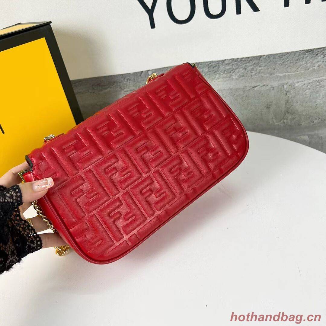 Fendi Baguette nappa leather bag F0881 red Fendi Baguette nappa leather bag F0881 red