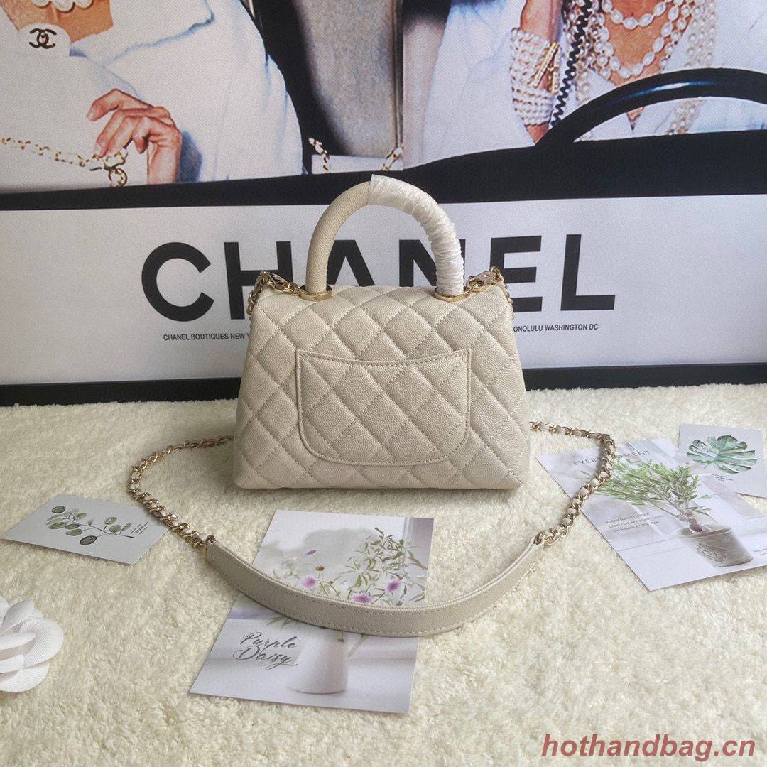 chanel mini flap bag with top handle AS2215 cream chanel mini flap bag with top handle AS2215 cream