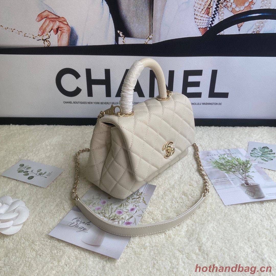 chanel mini flap bag with top handle AS2215 cream chanel mini flap bag with top handle AS2215 cream