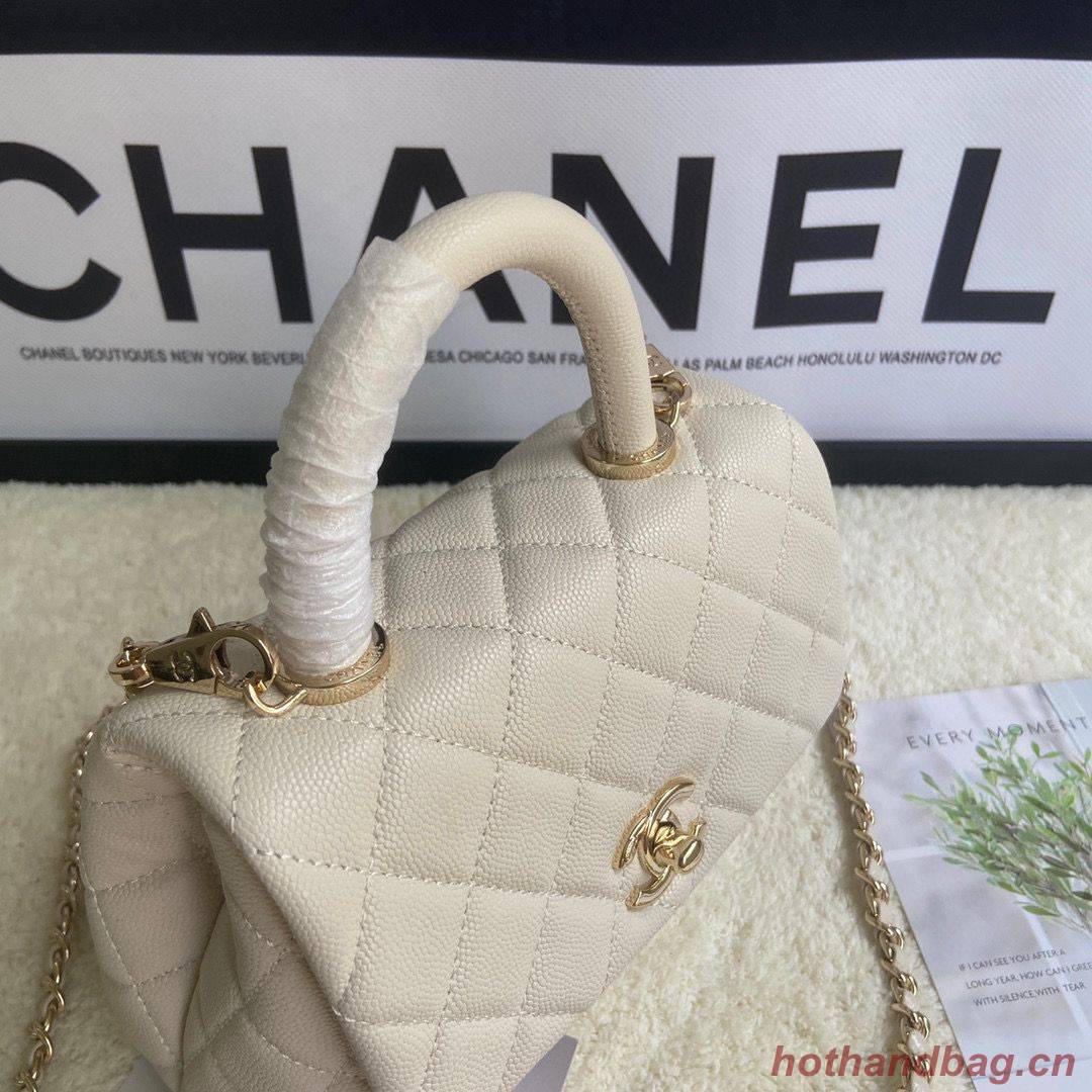 chanel mini flap bag with top handle AS2215 cream chanel mini flap bag with top handle AS2215 cream