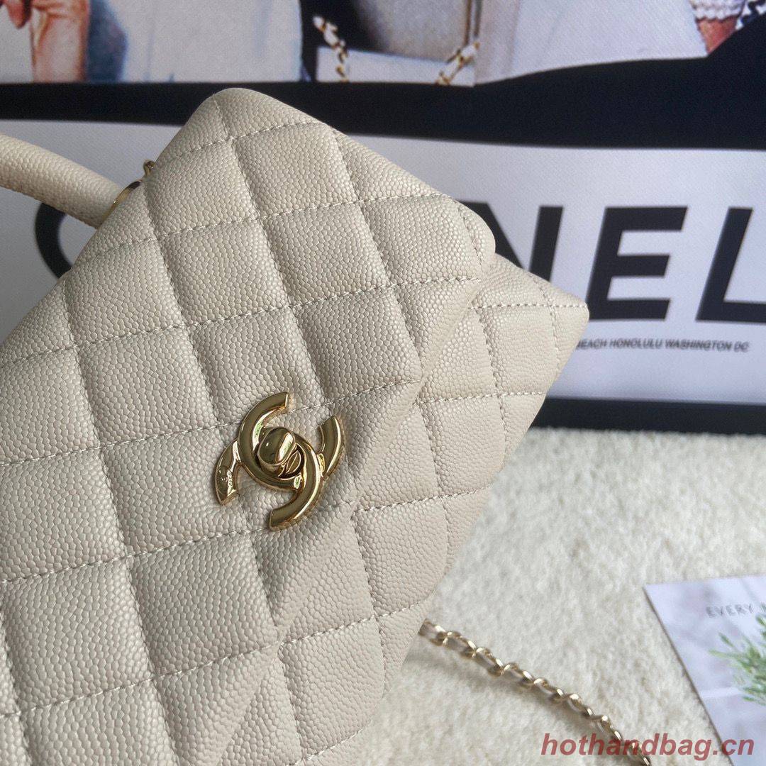 chanel mini flap bag with top handle AS2215 cream chanel mini flap bag with top handle AS2215 cream