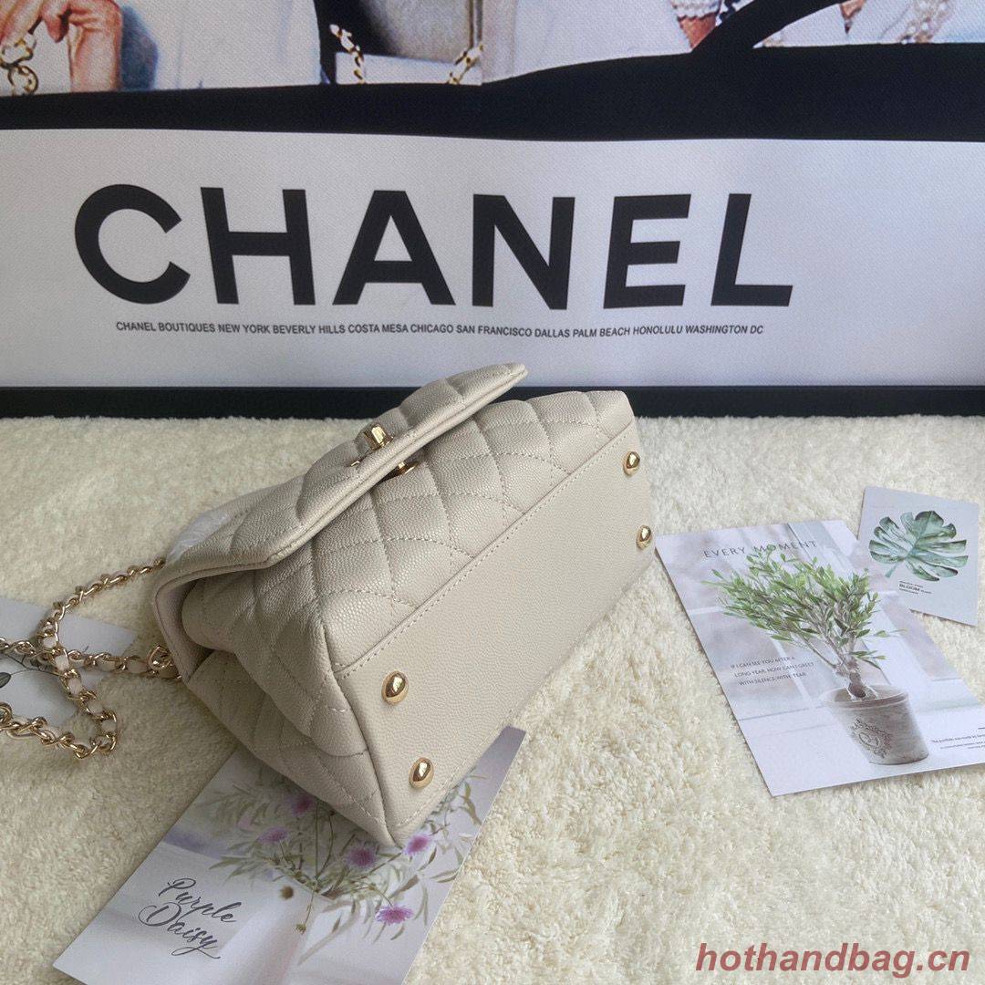 chanel mini flap bag with top handle AS2215 cream chanel mini flap bag with top handle AS2215 cream