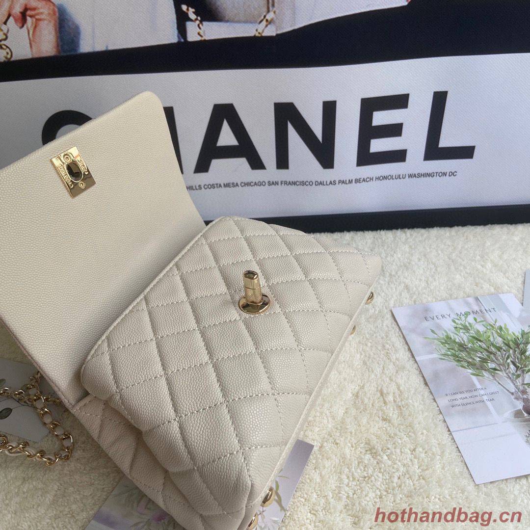 chanel mini flap bag with top handle AS2215 cream chanel mini flap bag with top handle AS2215 cream