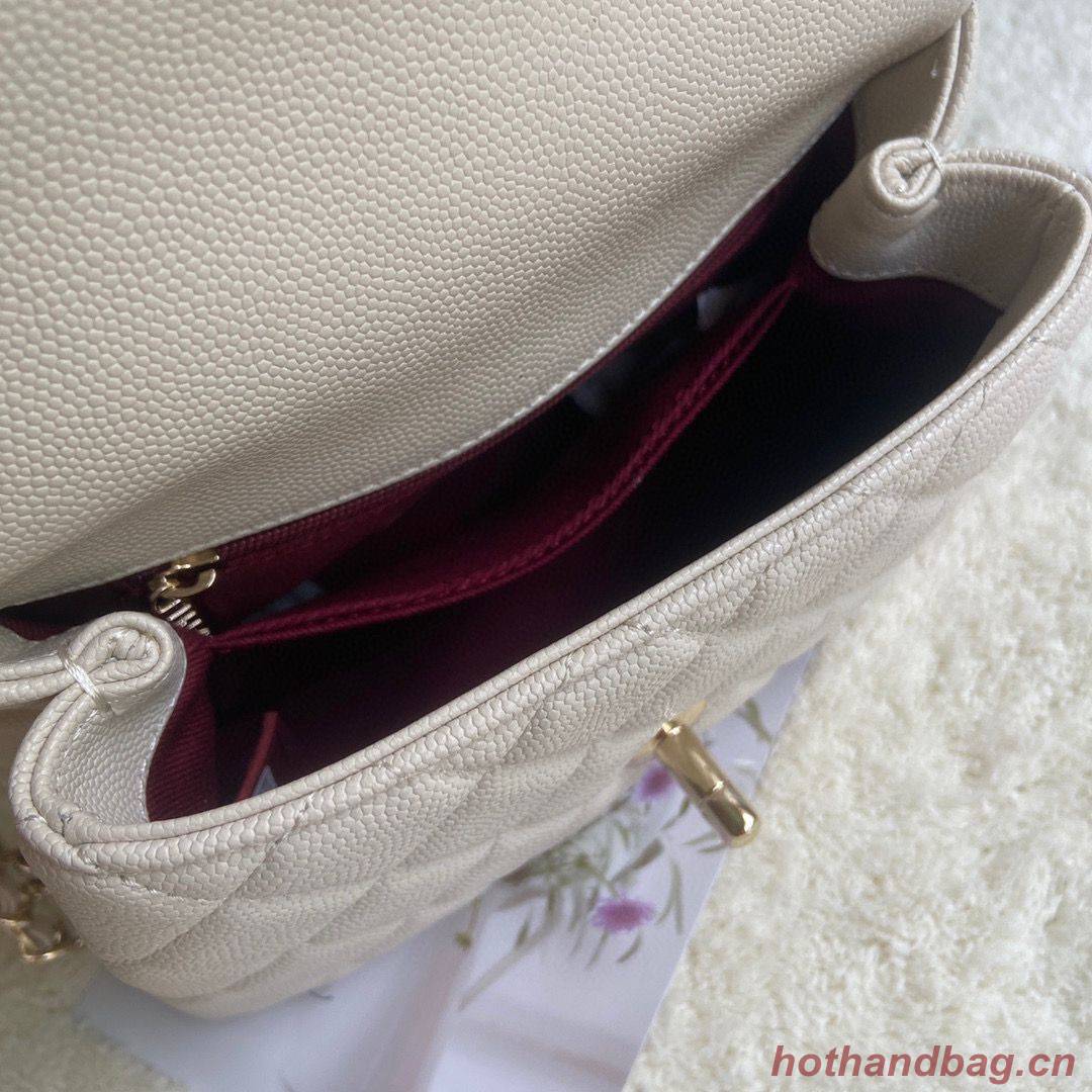 chanel mini flap bag with top handle AS2215 cream chanel mini flap bag with top handle AS2215 cream