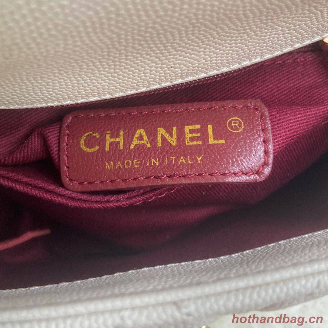 chanel mini flap bag with top handle AS2215 cream chanel mini flap bag with top handle AS2215 cream