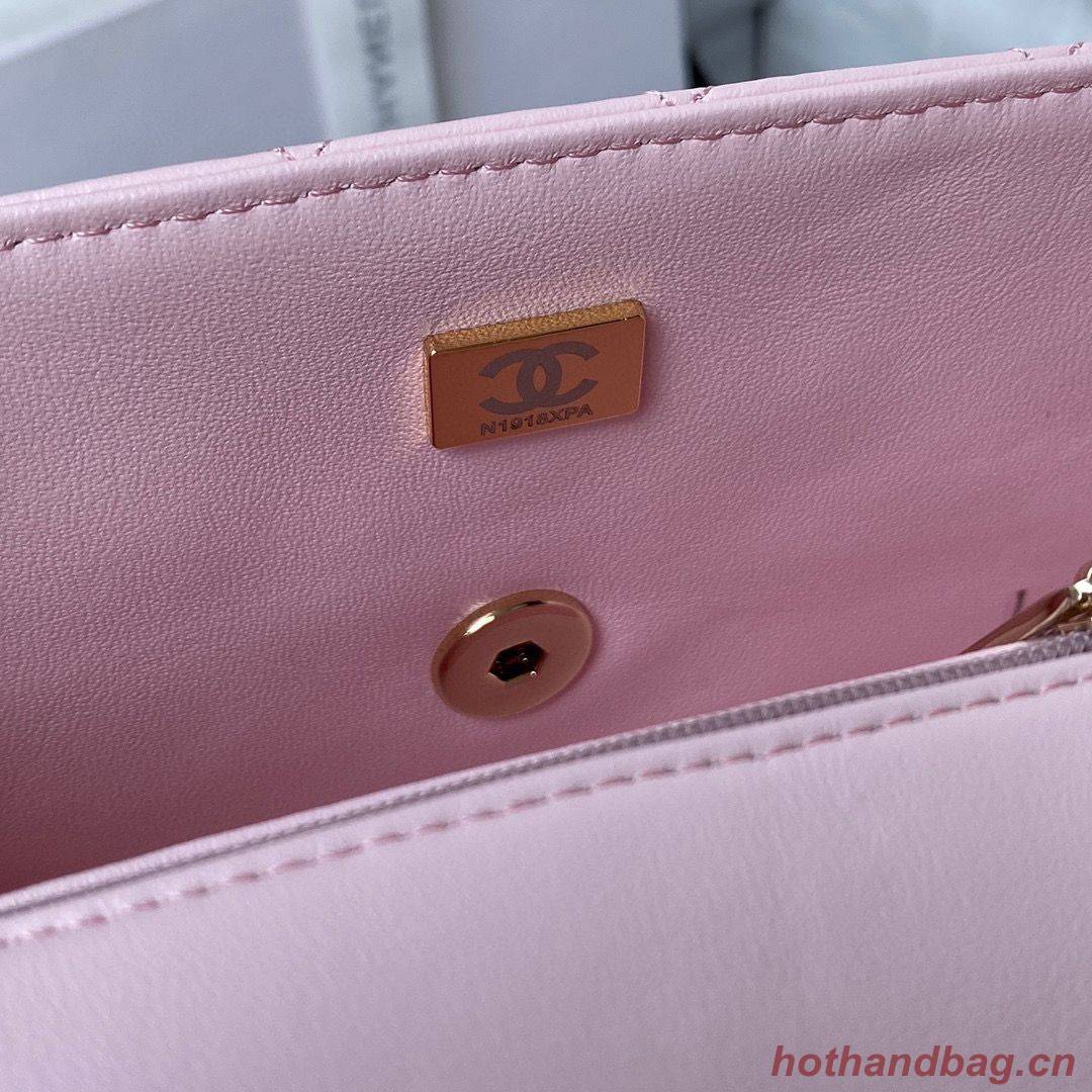 CHANEL 22B mini CF flap bag with top handle AS2431 Pink CHANEL 22B mini CF flap bag with top handle AS2431 Pink