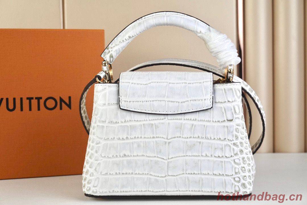 Louis Vuitton crocodile skin CAPUCINES MINI M48865 light gray Louis Vuitton crocodile skin CAPUCINES MINI M48865 light gray
