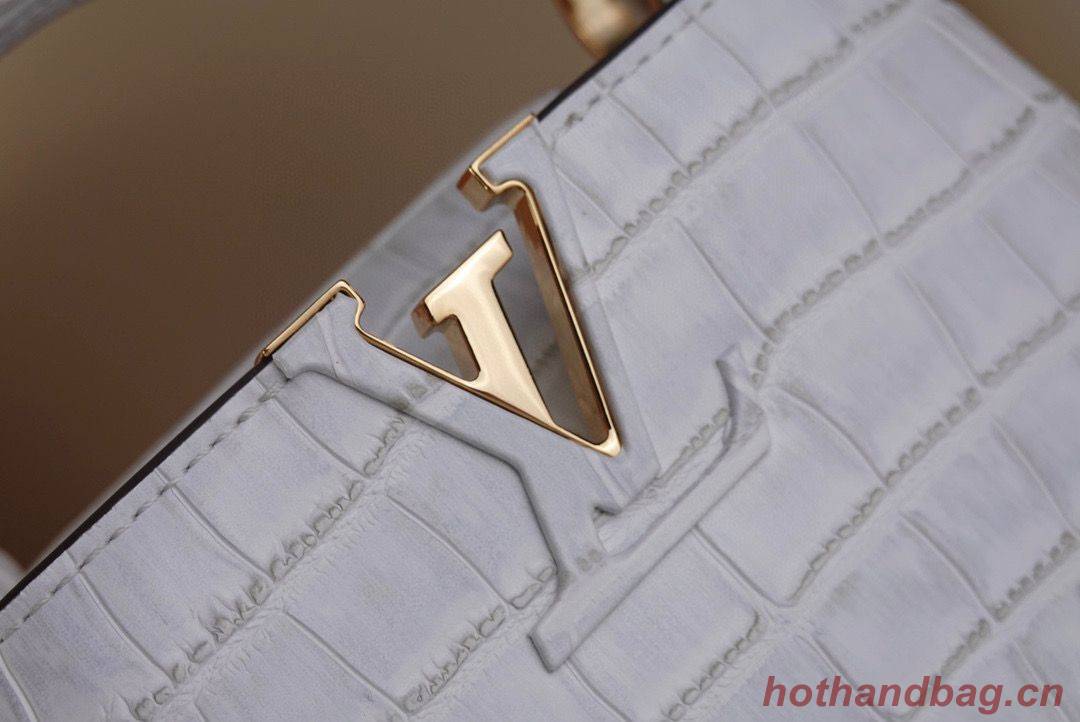 Louis Vuitton crocodile skin CAPUCINES MINI M48865 light gray Louis Vuitton crocodile skin CAPUCINES MINI M48865 light gray