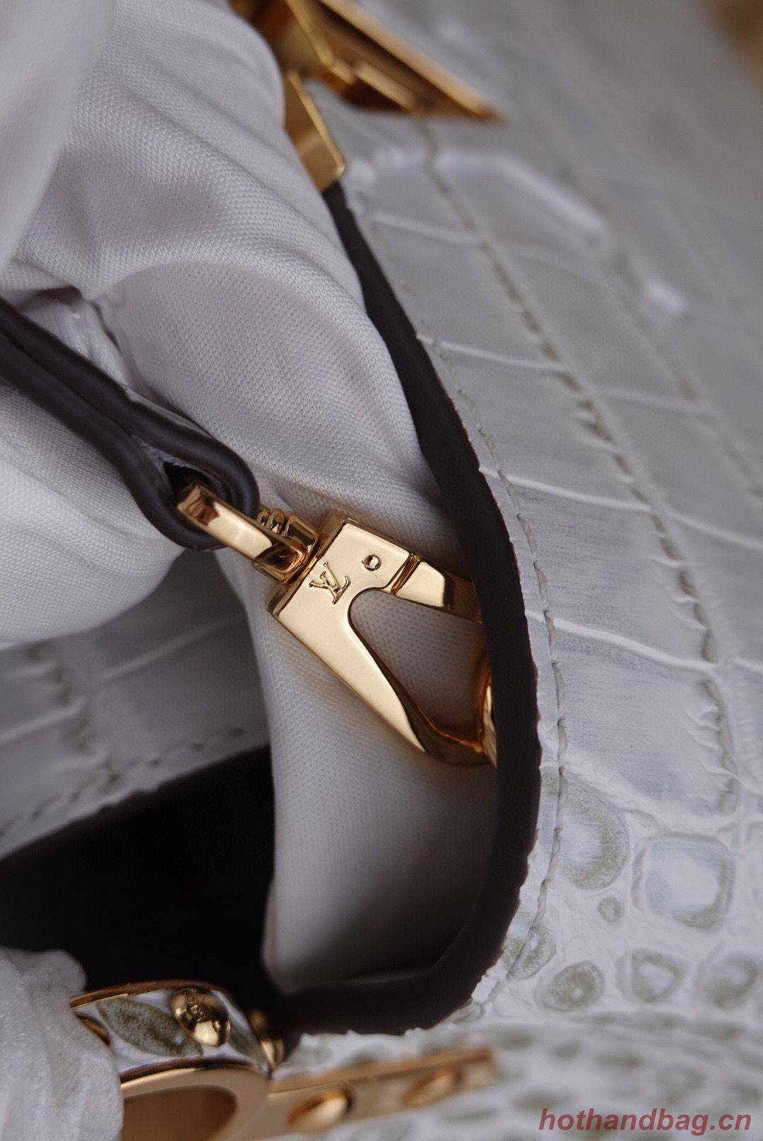 Louis Vuitton crocodile skin CAPUCINES MINI M48865 light gray Louis Vuitton crocodile skin CAPUCINES MINI M48865 light gray