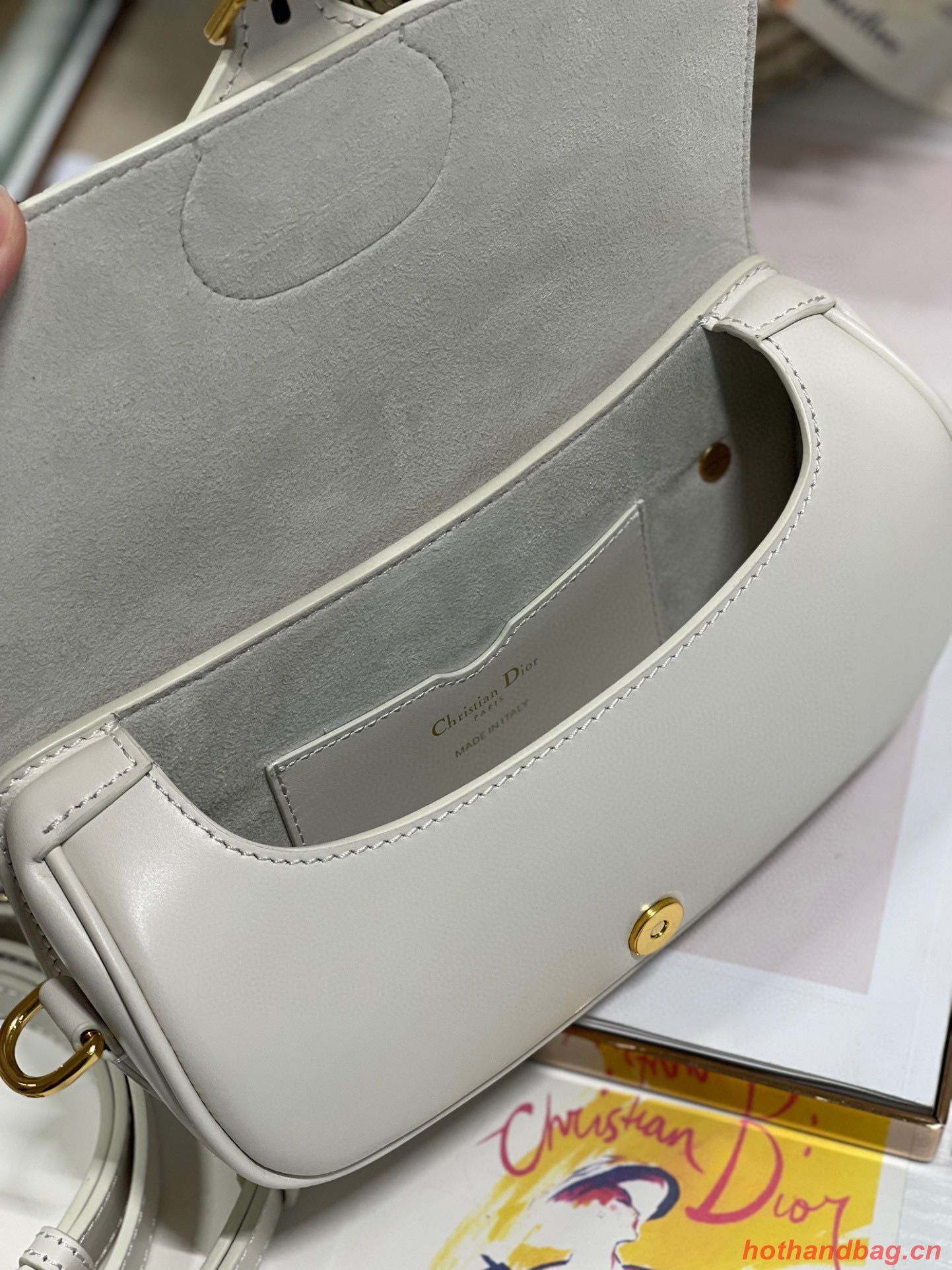 DIOR BOBBY EAST-WEST BAG Box Calfskin M9317S Off White DIOR BOBBY EAST-WEST BAG Box Calfskin M9317S Off White