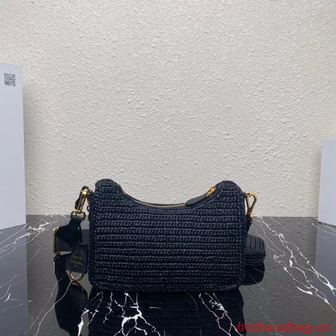 Prada Re-Edition 2005 raffia bag 1BH204 black Prada Re-Edition 2005 raffia bag 1BH204 black