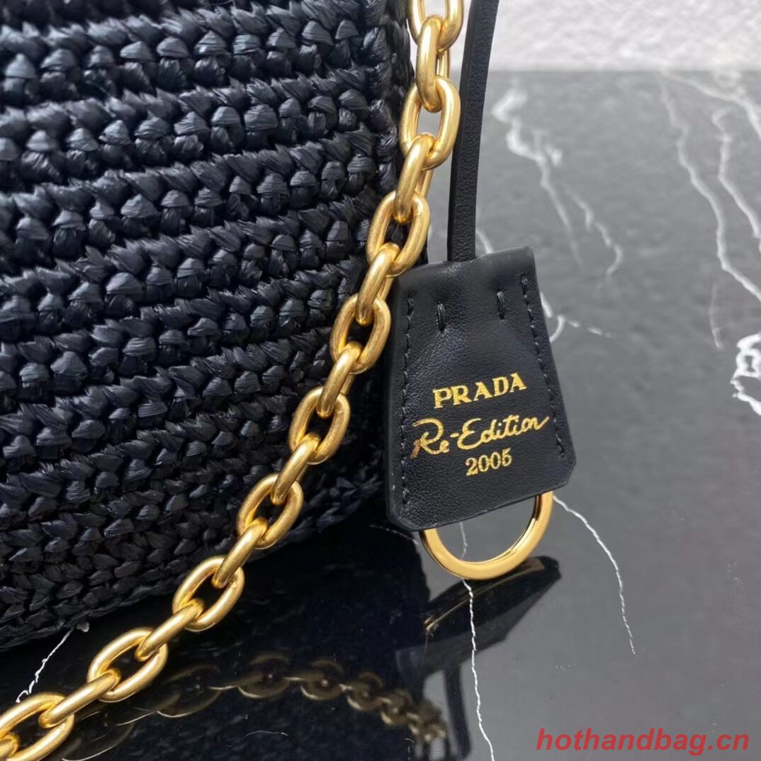 Prada Re-Edition 2005 raffia bag 1BH204 black Prada Re-Edition 2005 raffia bag 1BH204 black