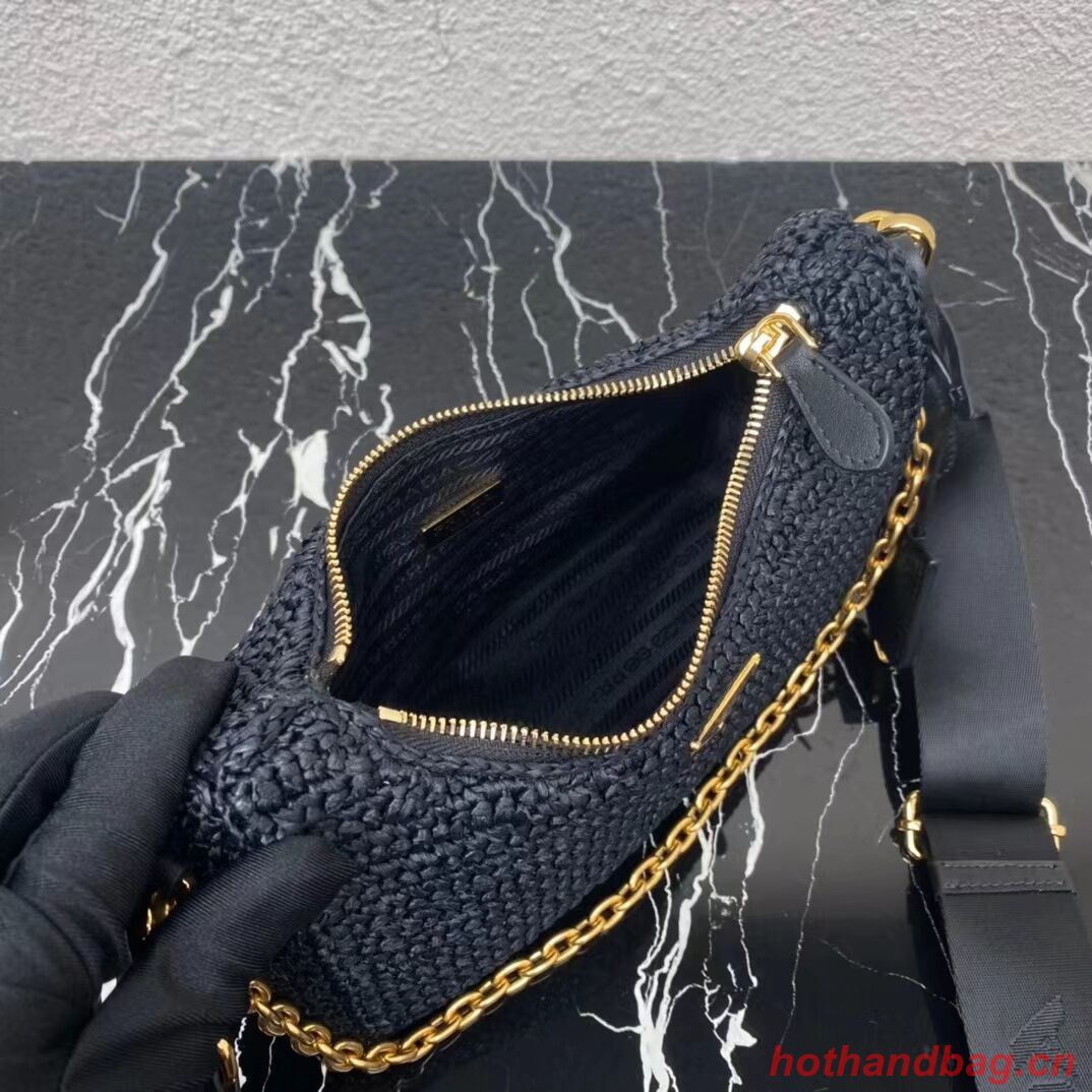 Prada Re-Edition 2005 raffia bag 1BH204 black Prada Re-Edition 2005 raffia bag 1BH204 black