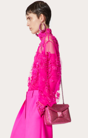VALENTINO ONE STUD Small Rhinestone Embroidery shoulder bag 1W0B0L PINK VALENTINO ONE STUD Small Rhinestone Embroidery shoulder bag 1W0B0L PINK