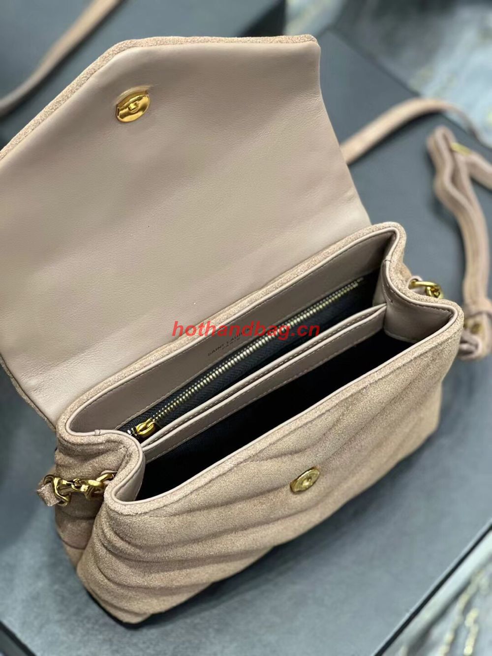 SAINT LAURENT LOULOU SMALL CHAIN BAG IN QUILTED Y SUEDE 4946991 TAUPE SAINT LAURENT LOULOU SMALL CHAIN BAG IN QUILTED Y SUEDE 4946991 TAUPE