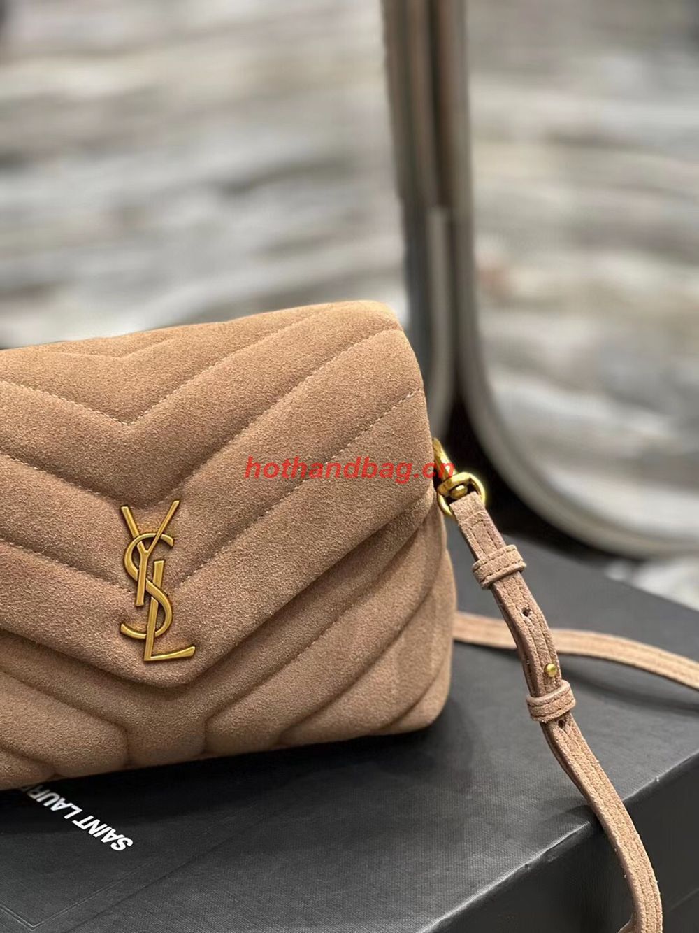 SAINT LAURENT LOULOU SMALL CHAIN BAG IN QUILTED Y SUEDE 4946991 TAUPE SAINT LAURENT LOULOU SMALL CHAIN BAG IN QUILTED Y SUEDE 4946991 TAUPE