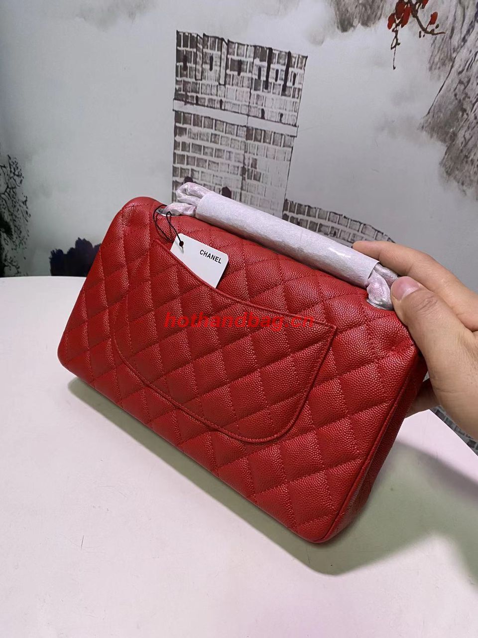 Chanel Flap Shoulder Bag Original Caviar leather A1112 Red Chanel Flap Shoulder Bag Original Caviar leather A1112 Red