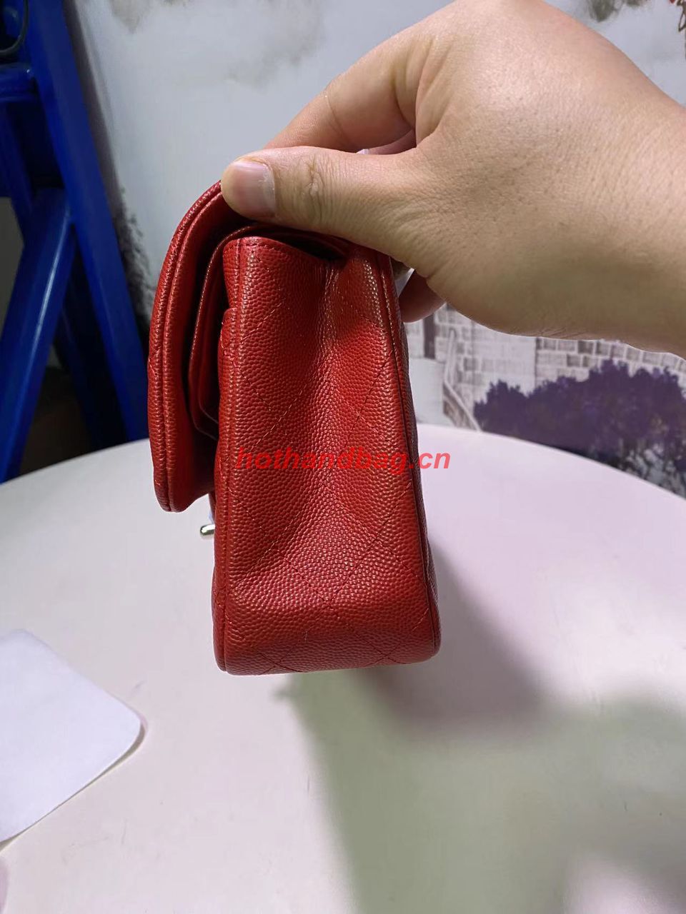 Chanel Flap Shoulder Bag Original Caviar leather A1112 Red Chanel Flap Shoulder Bag Original Caviar leather A1112 Red