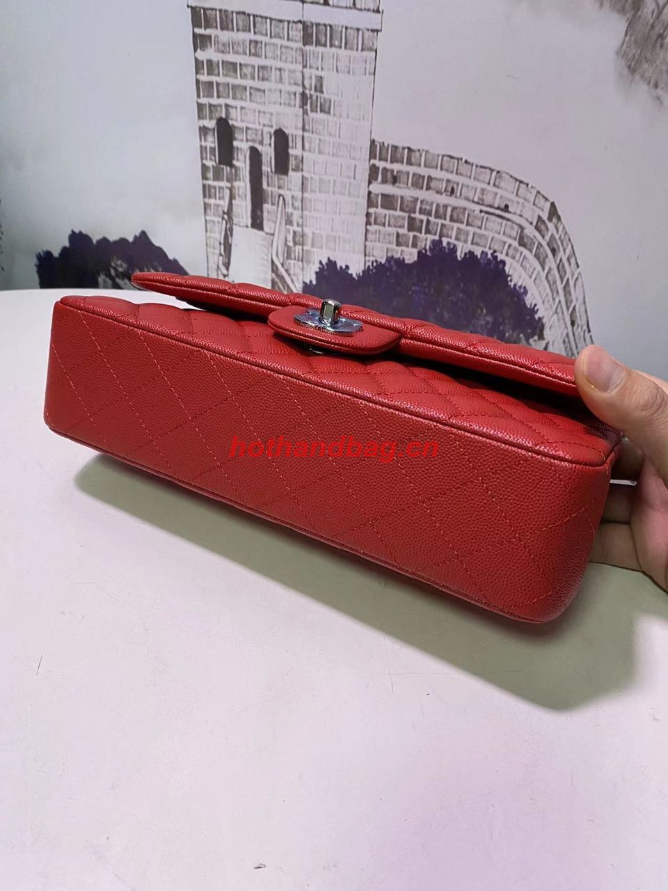 Chanel Flap Shoulder Bag Original Caviar leather A1112 Red Chanel Flap Shoulder Bag Original Caviar leather A1112 Red