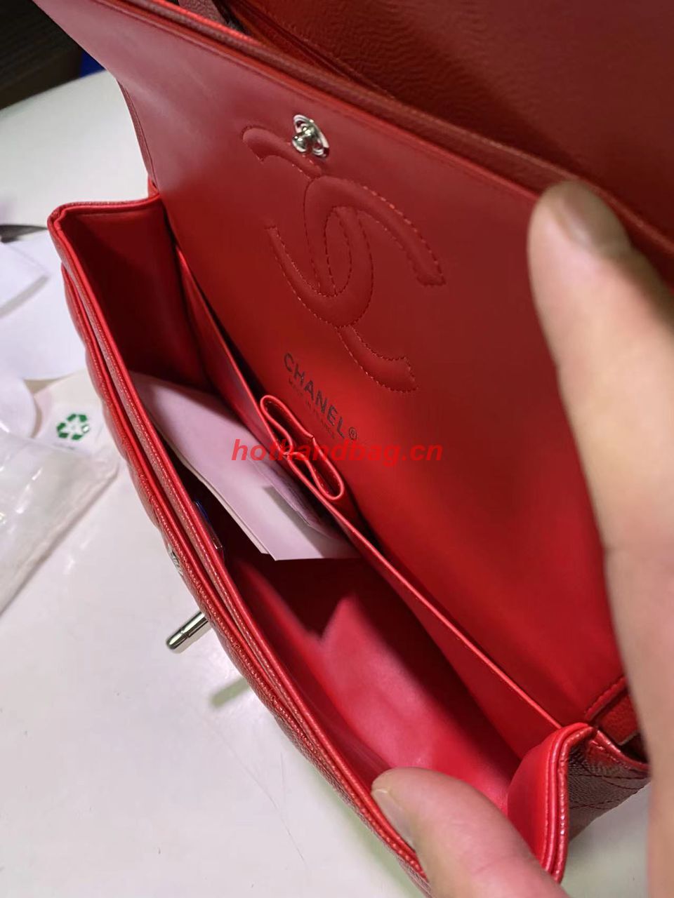 Chanel Flap Shoulder Bag Original Caviar leather A1112 Red Chanel Flap Shoulder Bag Original Caviar leather A1112 Red