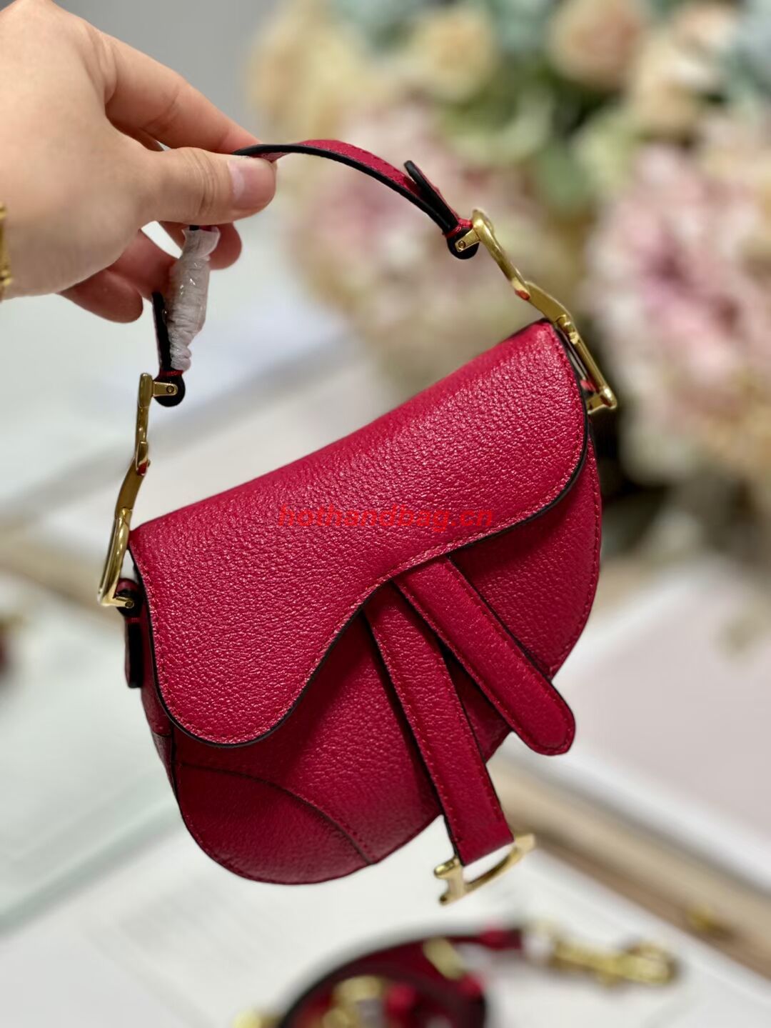 DIOR MICRO SADDLE BAG Antique Goatskin S5685CC red DIOR MICRO SADDLE BAG Antique Goatskin S5685CC red
