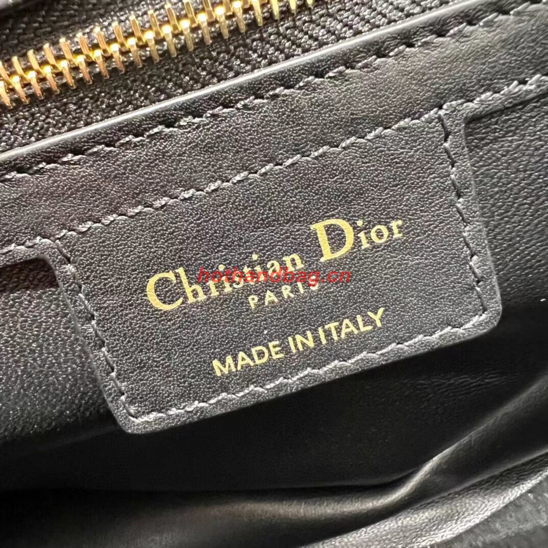 LARGE DIOR CARO BAG Supple Cannage Calfskin C3155 black&gold LARGE DIOR CARO BAG Supple Cannage Calfskin C3155 black&gold