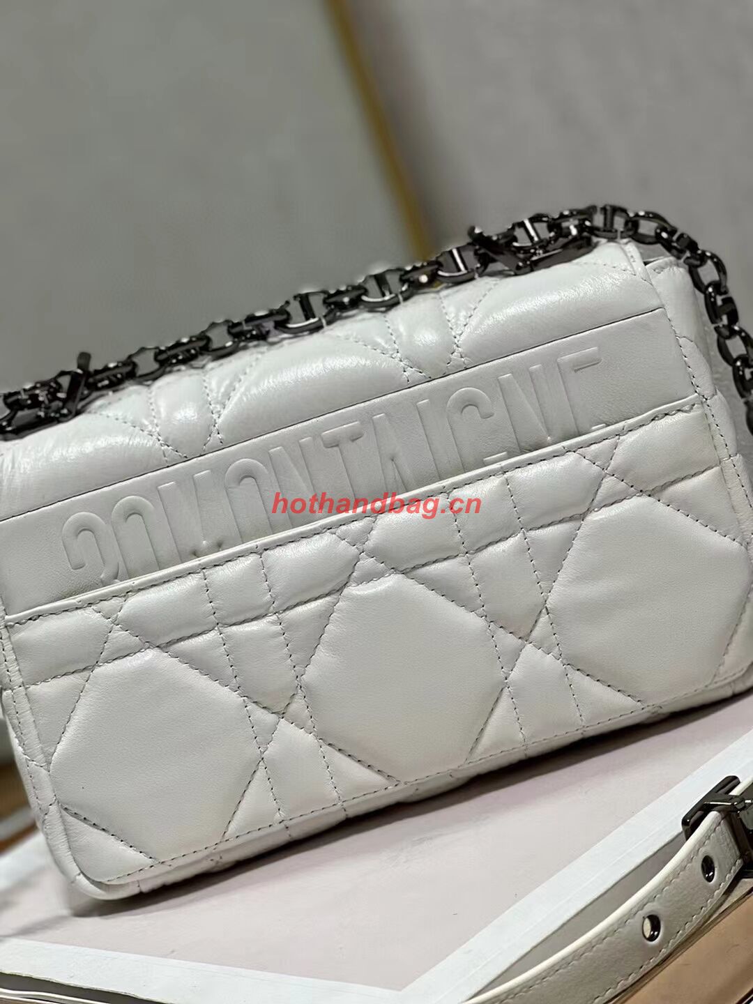 SMALL DIOR CARO BAG Supple Cannage Calfskin M9241U white&black SMALL DIOR CARO BAG Supple Cannage Calfskin M9241U white&black