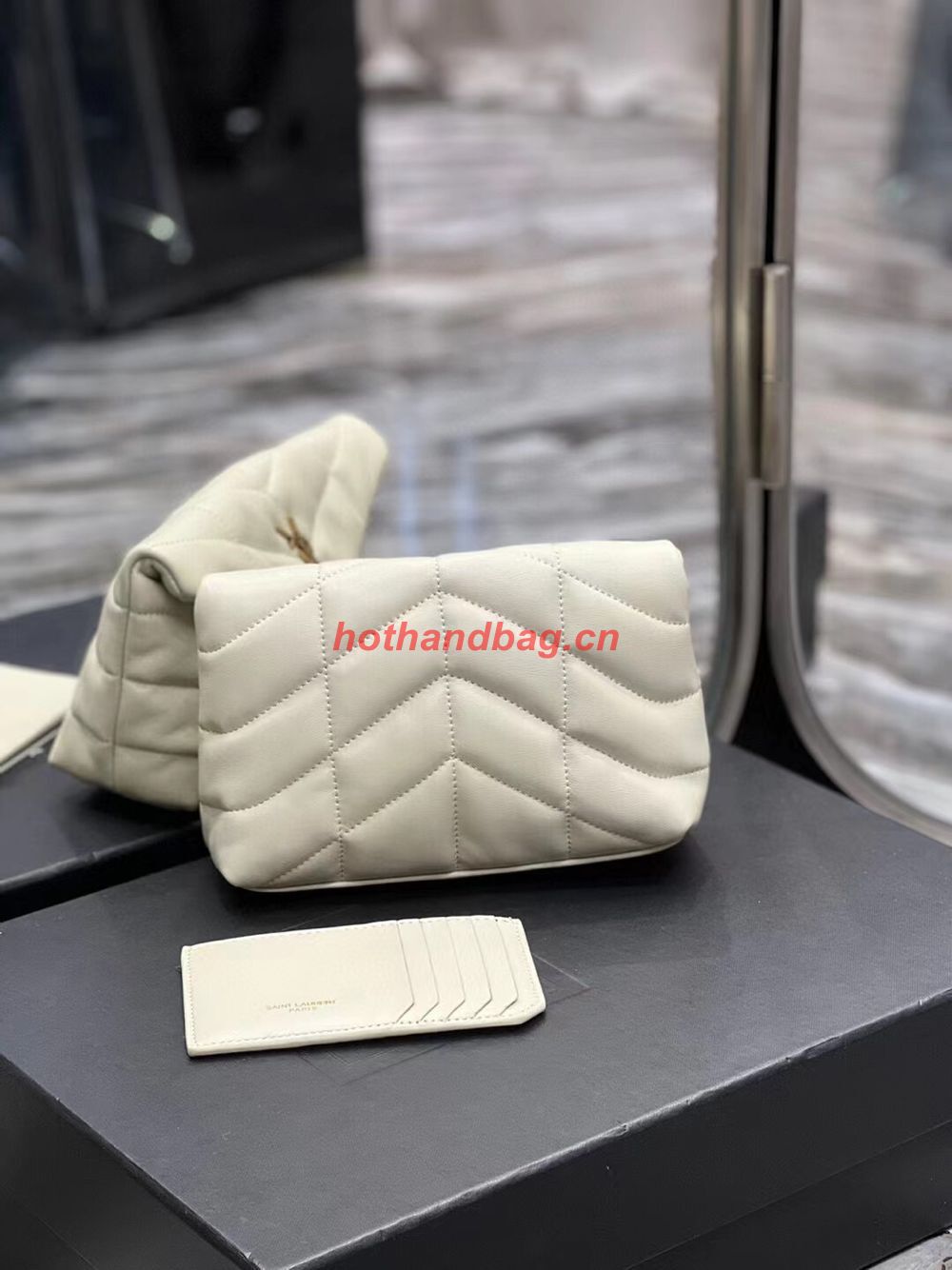 SAINT LAUREN PUFFER SMALL POUCH IN QUILTED LAMBSKIN 6508801 ANTIQUE VINTAGE&GOLD SAINT LAUREN PUFFER SMALL POUCH IN QUILTED LAMBSKIN 6508801 ANTIQUE VINTAGE&GOLD