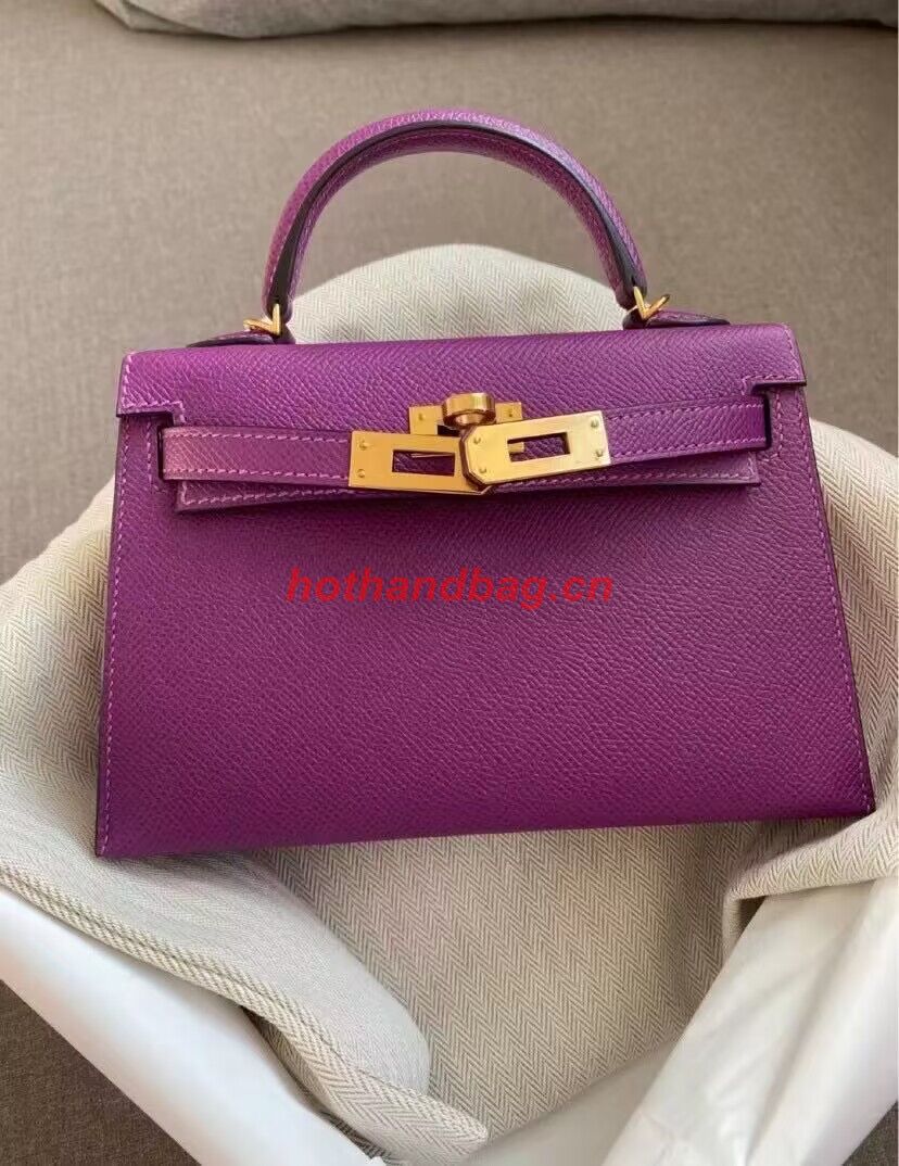 Hermes Original Epsom Leather KEL2278 Purple&gold-Tone Hermes Original Epsom Leather KEL2278 Purple&gold-Tone