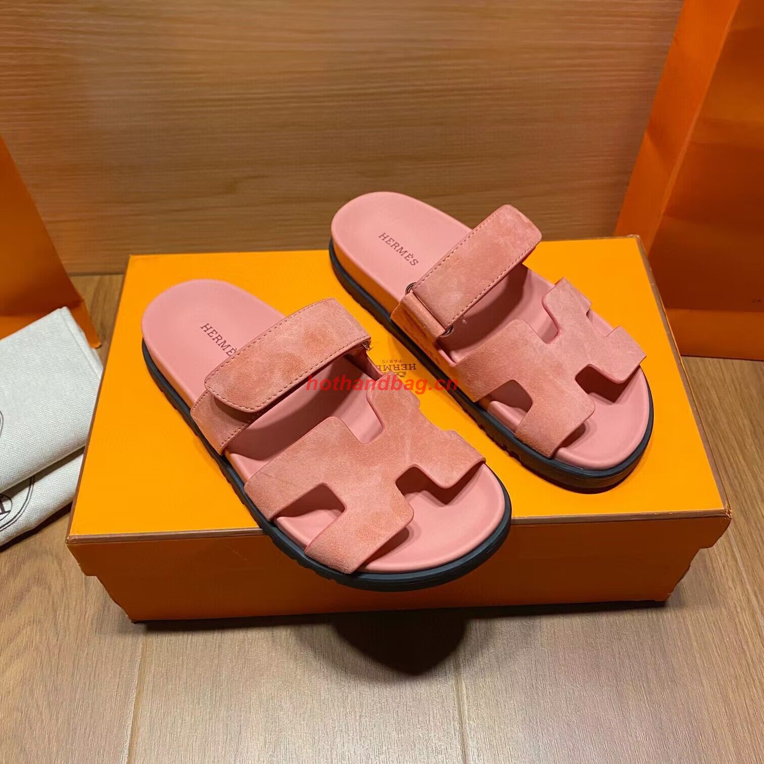 Hermes Shoes 2022 Chypre sandals HM63920 Pink Hermes Shoes 2022 Chypre sandals HM63920 Pink