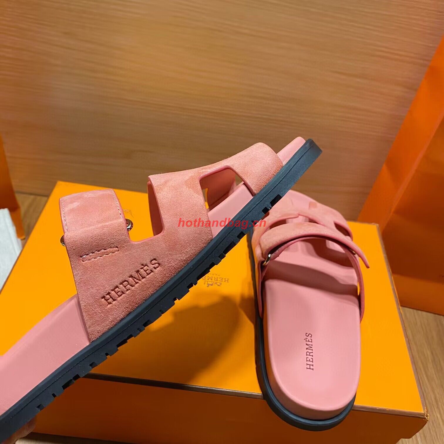 Hermes Shoes 2022 Chypre sandals HM63920 Pink Hermes Shoes 2022 Chypre sandals HM63920 Pink