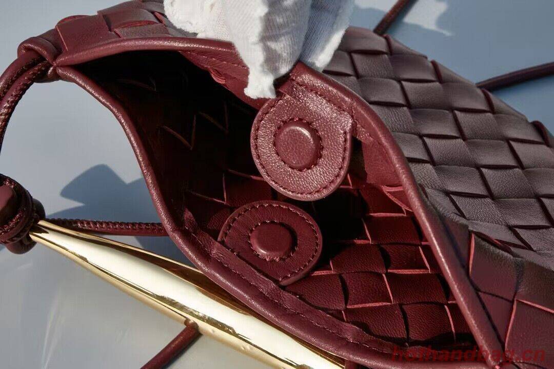 Bottega Veneta Sardine Intrecciato Gold Hardware Handle Bag 744267 Wine Bottega Veneta Sardine Intrecciato Gold Hardware Handle Bag 744267 Wine