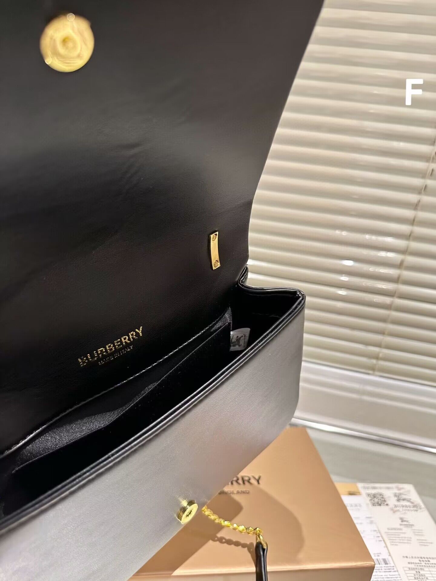 BurBerry Original Leather Lola Clutch Shoulder Bag 90188 Black & Gold-Tone BurBerry Original Leather Lola Clutch Shoulder Bag 90188 Black & Gold-Tone