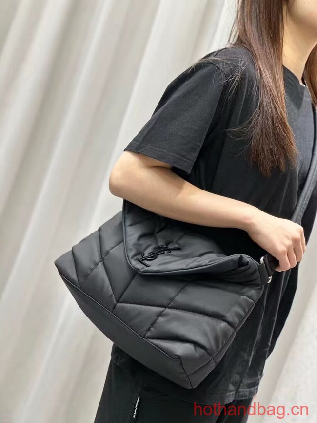 SAINT LAURENT MEDIUM PUFFER IN QUILTED NYLON AND LEATHER Y988336 BLACK SAINT LAURENT MEDIUM PUFFER IN QUILTED NYLON AND LEATHER Y988336 BLACK