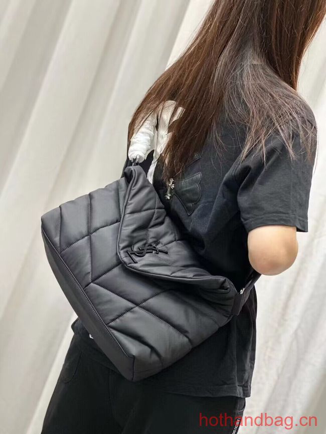 SAINT LAURENT MEDIUM PUFFER IN QUILTED NYLON AND LEATHER Y988336 BLACK SAINT LAURENT MEDIUM PUFFER IN QUILTED NYLON AND LEATHER Y988336 BLACK