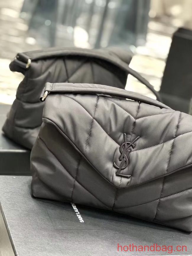 SAINT LAURENT MEDIUM PUFFER IN QUILTED NYLON AND LEATHER Y988336 BLACK SAINT LAURENT MEDIUM PUFFER IN QUILTED NYLON AND LEATHER Y988336 BLACK