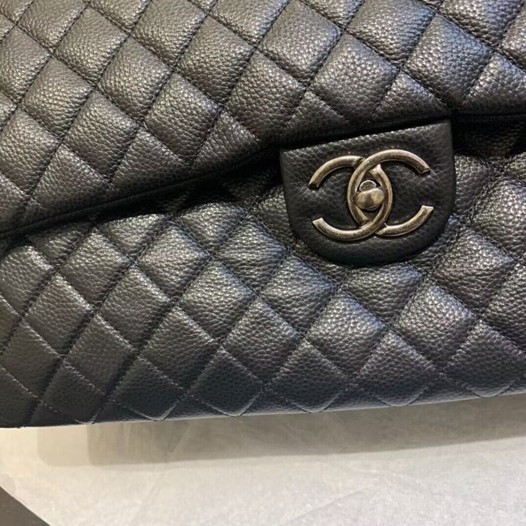 Chanel Large CF Flap Bag Original Leather A91169 Black & Silver Tone Chanel Large CF Flap Bag Original Leather A91169 Black & Silver Tone