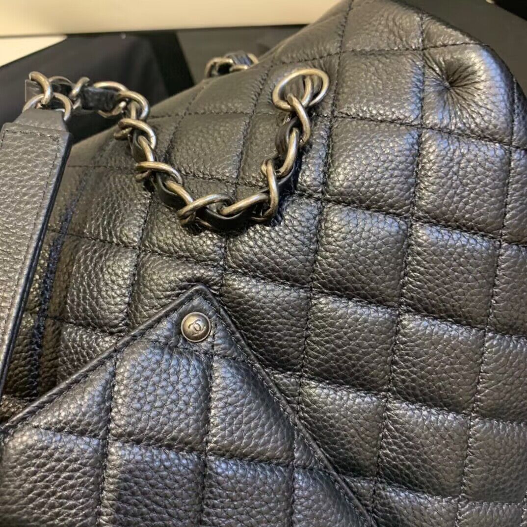 Chanel Large CF Flap Bag Original Leather A91169 Black & Silver Tone Chanel Large CF Flap Bag Original Leather A91169 Black & Silver Tone