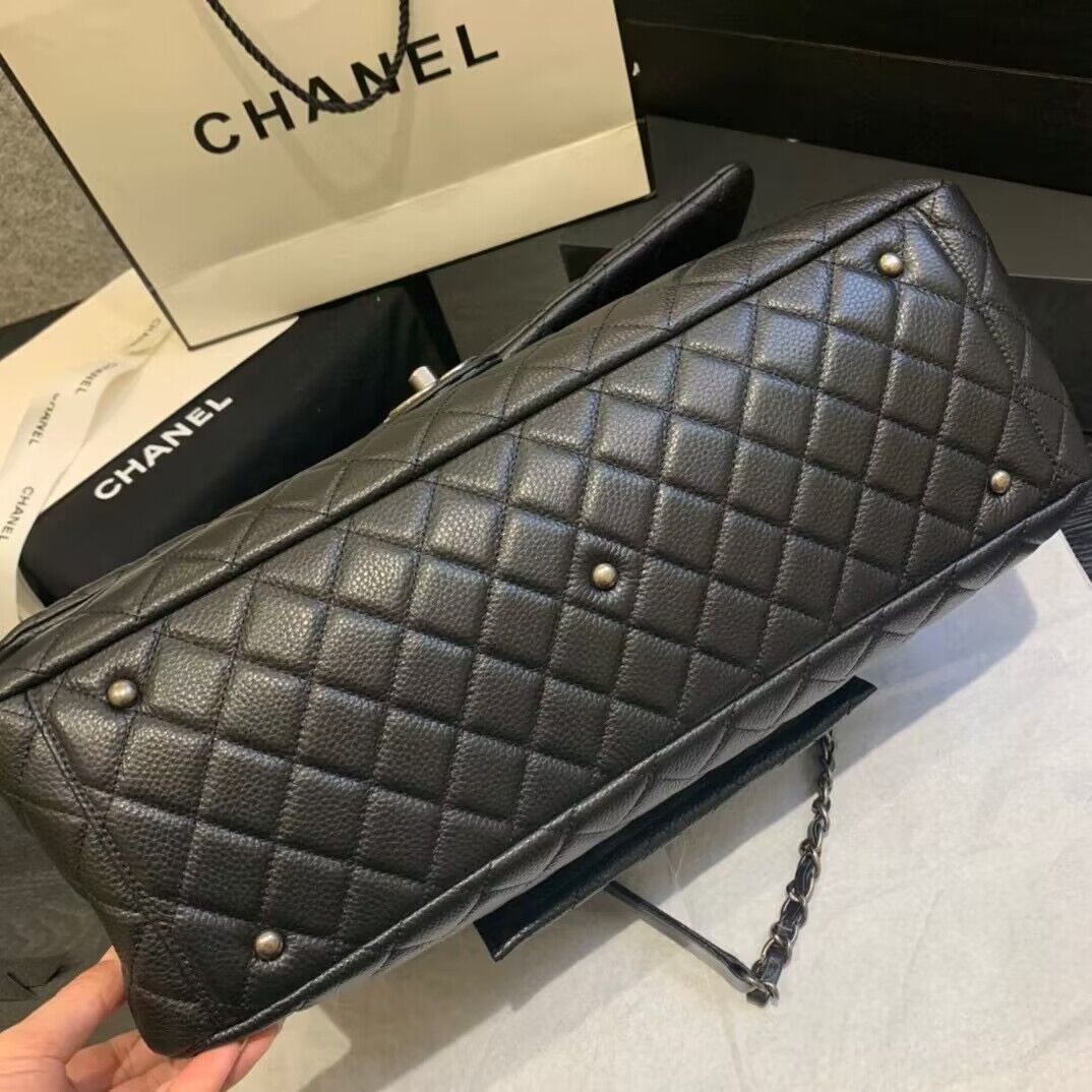 Chanel Large CF Flap Bag Original Leather A91169 Black & Silver Tone Chanel Large CF Flap Bag Original Leather A91169 Black & Silver Tone