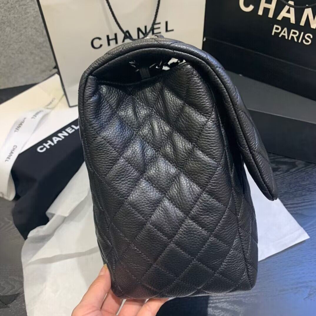 Chanel Large CF Flap Bag Original Leather A91169 Black & Silver Tone Chanel Large CF Flap Bag Original Leather A91169 Black & Silver Tone