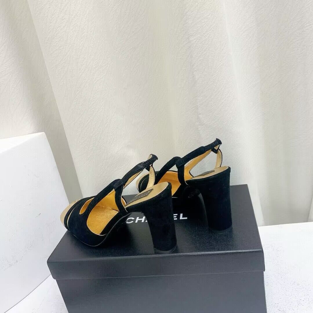 Chanel Shoes 35MM or 75MM Heels CH19032 Black&Gold Chanel Shoes 35MM or 75MM Heels CH19032 Black&Gold