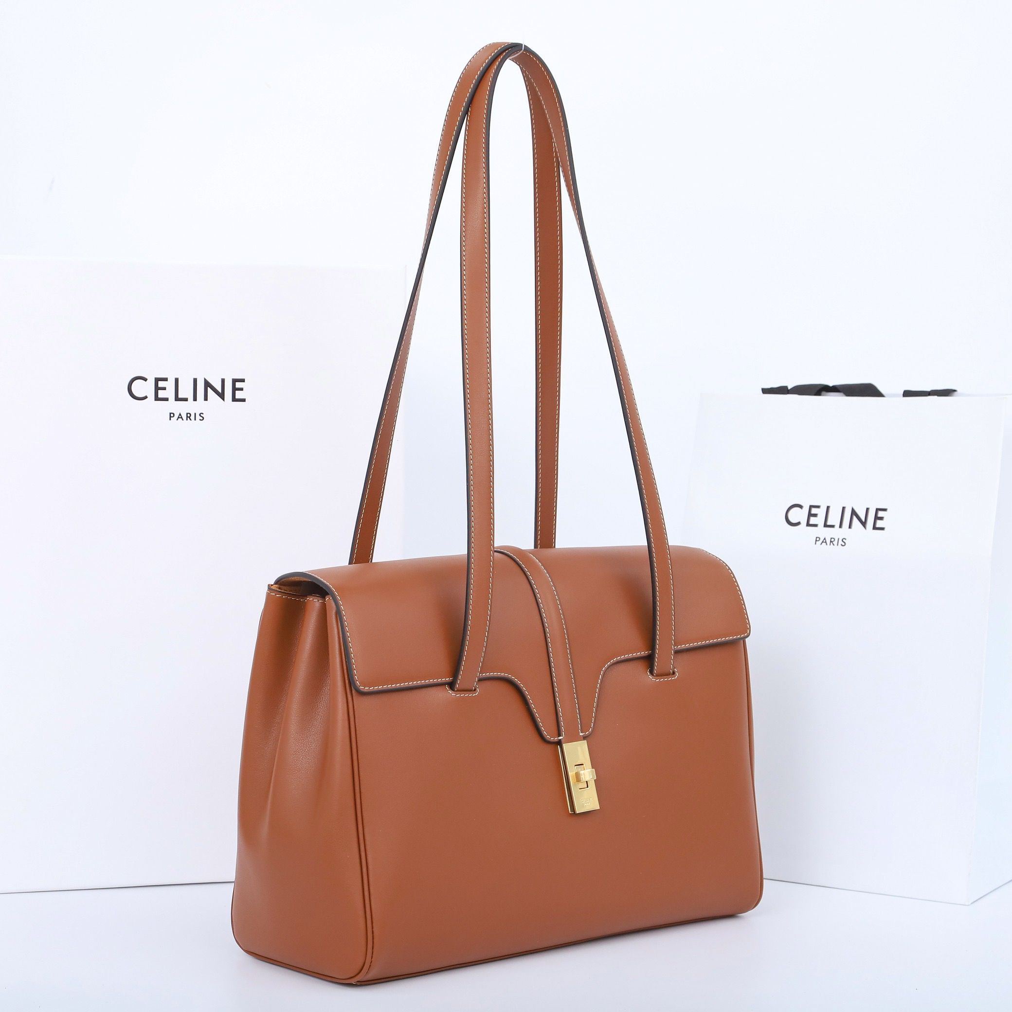 Celine Medium SOFT 16 BAG IN SUPPLE GRAINED CALFSKIN 195543 Brown Celine Medium SOFT 16 BAG IN SUPPLE GRAINED CALFSKIN 195543 Brown
