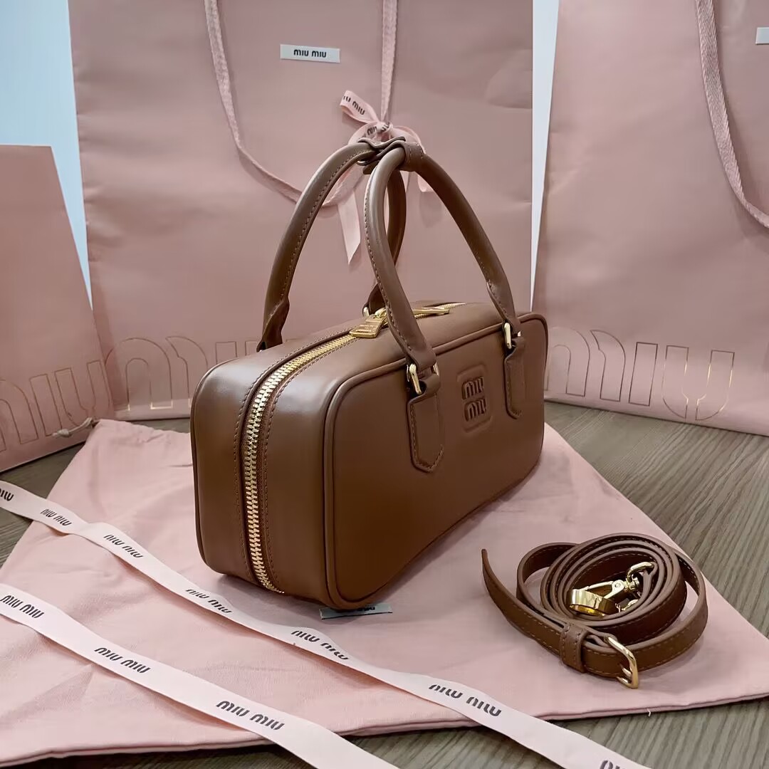 MIU MIU Original Leather Top Handle Bag 5BB148 Brown MIU MIU Original Leather Top Handle Bag 5BB148 Brown