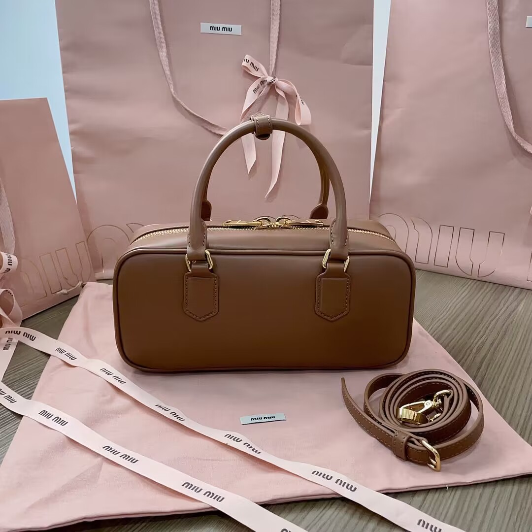 MIU MIU Original Leather Top Handle Bag 5BB148 Brown MIU MIU Original Leather Top Handle Bag 5BB148 Brown