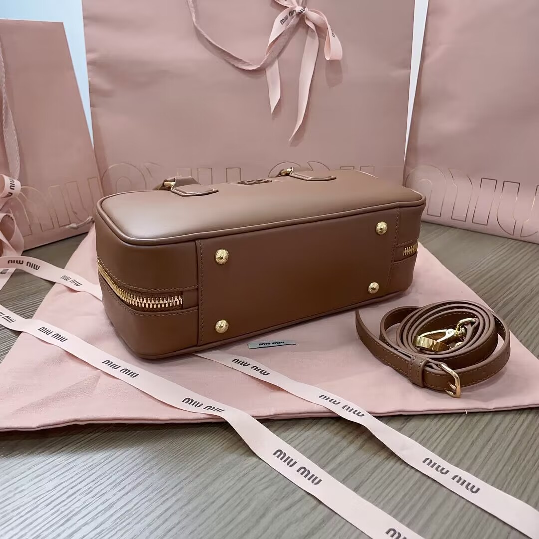 MIU MIU Original Leather Top Handle Bag 5BB148 Brown MIU MIU Original Leather Top Handle Bag 5BB148 Brown